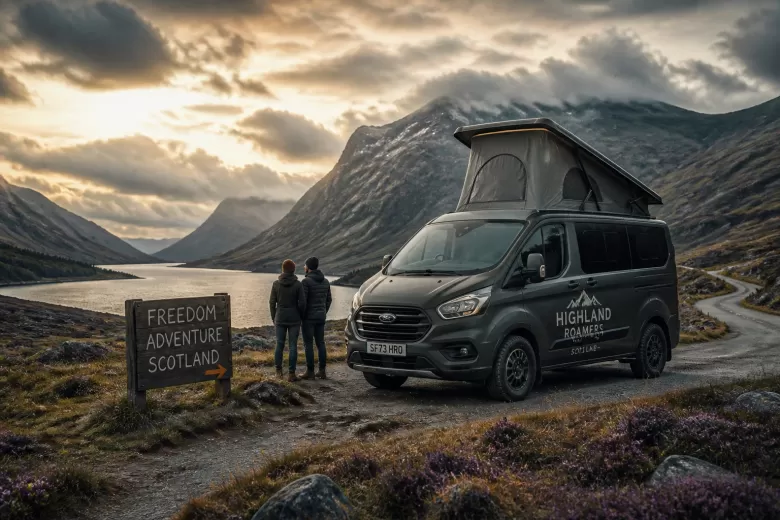 Professional header image for comparison analysis: Campervan mieten in Schottland: Was Highland Roamers ande...