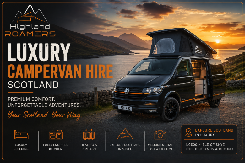 Luxury campervan hire in Scotland premium campervan hire Scotland luxury motorhome hire Scotland Scotland luxury campervan holidays luxury campervan road trips Scotland
